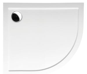 Polysan RENA L sprchová vanička z litého mramoru, čtvrtkruh 90x80x4cm, R550, levá, bílá 72890