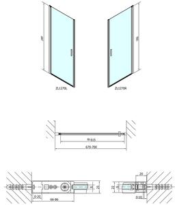 Polysan ZOOM LINE sprchové dvere 700mm, číre sklo