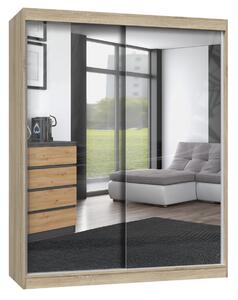 TP Living Šatníková skriňa s 2 zrkadlami IGA 160 cm dub sonoma