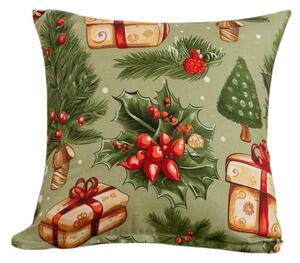 Obliečka na vankúš z mikrovlákna CHRISTMAS PRESENTS 45x45 cm, zelený