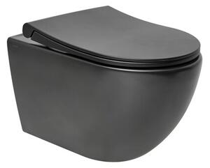 Závesná toaleta s doskou softclose VitrA S60 čierna mat zadný odpad 7510-083-6319