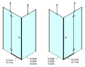 Polysan, FORTIS LINE štvorcová sprchová zástena 1000x1000 mm, R varianta, FL1010RFL3510
