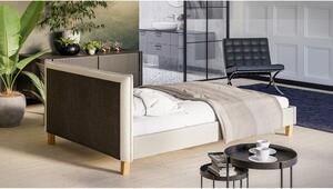 Krémová čalúnená dvojlôžková posteľ s roštom 140x200 cm Tina - Ropez