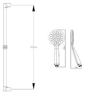Sapho WANDA sprchová súprava s mydelničkou, posuvný držiak, 790 mm, sprchová hadica 1500 mm, chróm
