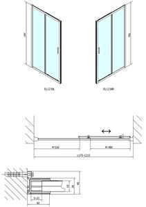 Polysan, EASY LINE sprchové dvere 1200mm, sklo Brick, EL1238