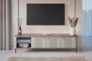 TV stolík Vespera 3D 187 cm - kašmírová / orech / čierne nožičky