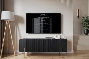 TV stolík Malmi 150 cm - čierny mat / zlatá