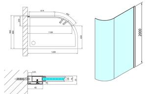 Polysan MODULAR SHOWER zaoblená pevná zástena R550, 1100 mm