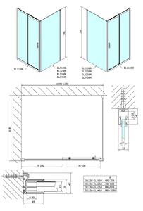 Polysan EASY LINE obdĺžnikový sprchovací kút 1100x800mm L/P variant, sklo Brick