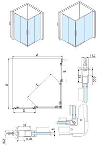 Polysan ALTIS LINE obdĺžnikový sprchovací kút 900x800 mm, L/P variant, rohový vstup, číre sklo
