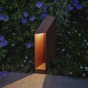 MARSET LED podstavcová lampa Domus výška 26 cm, hrdzavohnedý hliník, Hnedá / hrdzavá, Hliník, Dizajn, Vonkajčie stĺpové osvetlenie