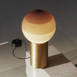 Stolová lampa MARSET Dipping Light, výška 22 cm, krémová/mosadz, Krémová / jantárovo žltá, Obývacia izba / jedáleň, Sklo, Dizajn, Stojacie svietidlo