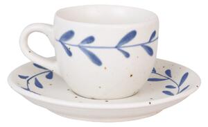 Kameninová šálka s podšálkou Viola Leaf Blue