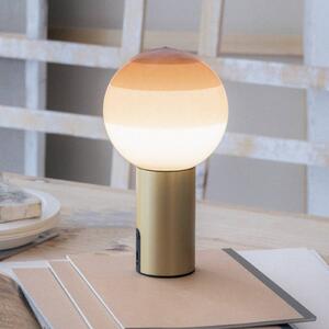 MARSET Akumulátorová stolová lampa Dipping Light, krémová/mosadz, stmievateľná, Krémová / jantárovo žltá, Obývacia izba / jedáleň, Sklo, Dizajn, Stojacie svietidlo