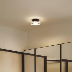 MARSET LED vonkajšie nástenné svietidlo Roc, Ø 17 cm, čierna/priehľadná, Čierna, Hliník, Dizajn, Nástenné svietidlo
