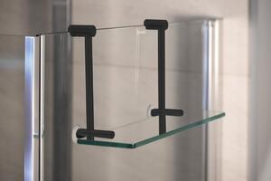 Sapho Závesná sklenená polička na sprchovú zástenu 400x180x125mm, čierna mat