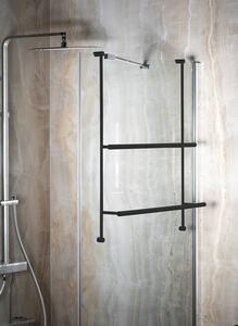 Sapho, Závesný držiak uterákov na sprchovú zástenu 600x730x125mm, čierna mat, 1301-09B