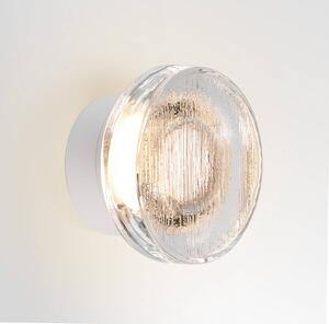 MARSET LED vonkajšie nástenné svietidlo Roc, Ø 17 cm, biela/priehľadná, Biela / opálová, Hliník, Dizajn, Nástenné svietidlo