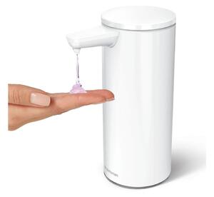 Biely bezdotykový oceľový dávkovač mydla 266 ml – simplehuman