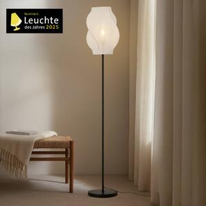 Lucande stojacia lampa Tovina, textil, biele, výška 165 cm, Biela / opálová, Obývacia izba / jedáleň, Textil / látka / hodváb, Škandinávsky, Stojaca lampa