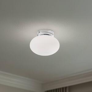 Stropné svietidlo Ufo, chróm/biela, Ø 18 cm, sklo, G9, Biela / opálová, Obývacia izba / jedáleň, Sklo, Moderný, Závesné svietidlo
