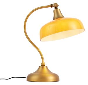 Klasická stolná lampa bronzová s oranžovým opálovým sklom - Clerk