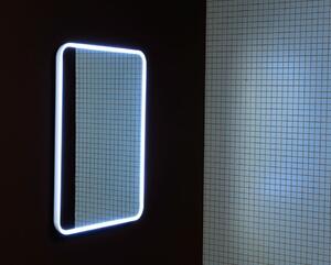 Sapho FLOAT zaoblené LED podsvietené zrkadlo v ráme 500x700mm, biela II. akosť
