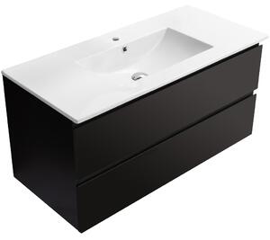 CERANO - Kúpeľňová skrinka Carole + keramické umývadlo Todo - čierna matná - 100x49,8x46 cm