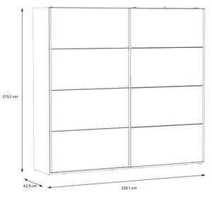 Šatníková skriňa so zrkadlom OREN 220x210 cm dub artisan