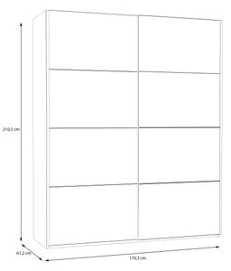 Šatníková skriňa s zrkadlom KARO 170x210 cm biela