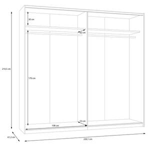 Šatníková skriňa so zrkadlom ODEN 220x210 cm béžová