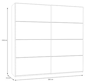Šatníková skriňa so zrkadlom KARO 220x210 cm biela