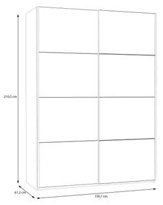 Šatníková skriňa so zrkadlom KARO 150x210 cm biela