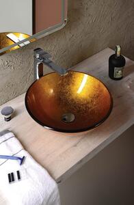 Sapho, MARAGUA gravírované sklenené umývadlo na dosku Ø 39,5 cm, zlato, TY214Z