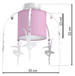 Detské stropné svietidlo Baletnica white, 1x ružové textilné tienidlo, w