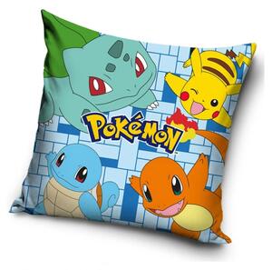 DETSKÁ DEKORAČNÁ OBLIEČKA NA VANKÚŠ POKEMON 40X40 CM VZOROVANÁ