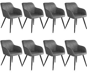 Tectake 404065 8 stoličiek marilyn stoff - šedo - čierna
