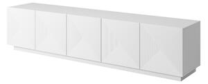 TV stolík Asha 200 cm na sokli - biely mat