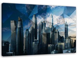 Obraz na plátne Geometrické mesto - modré Rozmery: 60 x 40 cm