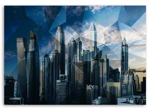 Obraz na plátne Geometrické mesto - modré Rozmery: 60 x 40 cm