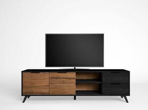 Čierny/prírodný TV stolík v dekore orecha 181x53 cm Noe – Marckeric