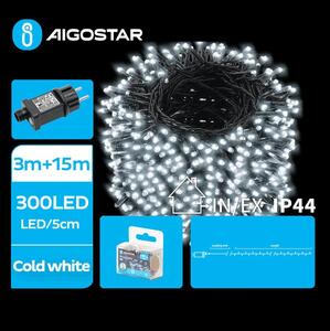 Aigostar - LED vonkajšia vianočná reťaz 300xLED/8 funkcií 18m IP44 studená biela