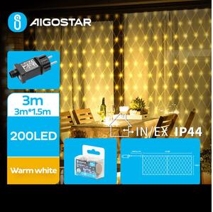 Aigostar - LED Vonkajšia vianočná reťaz 200xLED/8 funkcií 6x1,5m IP44 teplá biela
