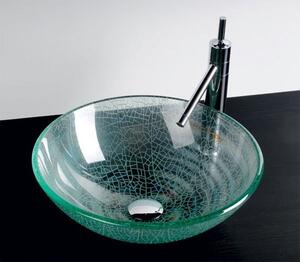 Sapho ICE sklenené umývadlo na dosku Ø 42 cm, číra s pieskovaním