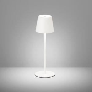 Biela LED stmievateľná stolová lampa so senzorom pohybu a s kovovým tienidlom (výška 38 cm) Tropea – Fischer & Honsel