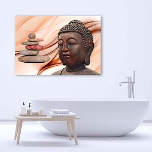 Obraz na plátne Hlava Budhu a kamene - ružový Rozmery: 60 x 40 cm