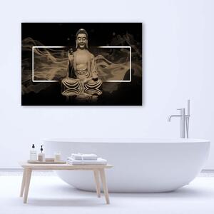 Obraz na plátne Meditujúca postava Budhu - béžová Rozmery: 60 x 40 cm