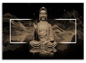 Obraz na plátne Meditujúca postava Budhu - béžová Rozmery: 60 x 40 cm