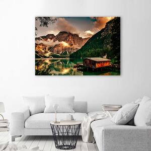 Obraz na plátne Horský dom pri jazere Rozmery: 60 x 40 cm