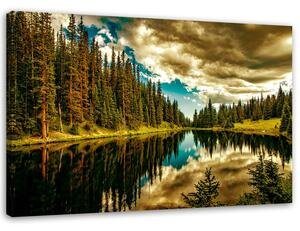 Obraz na plátne Les pri horskom jazere Rozmery: 60 x 40 cm